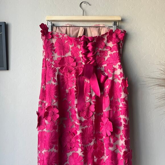 Helsi Embroidered Floral Pink Strapless Lace Up Corset Back Midi Gown Size‎ XL - Picture 7 of 12